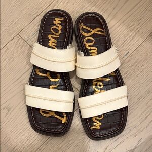 Sam Edelman Cream and Brown Slide Sandals